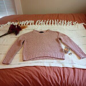 Small mauve pink soft fuzzy boho fall sweater